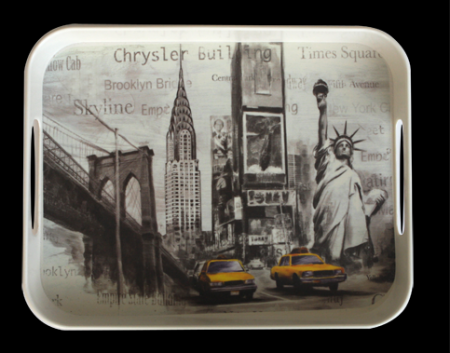 Tavi servire - RAKI AMERIKA Tava servire cu decor, 33x26cm, melamina