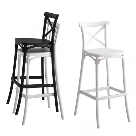 RAKI RAVENA Scaun inalt pentru bar, 38,5x44xh103cm, suprapozabil, polipropilena, alb [1]