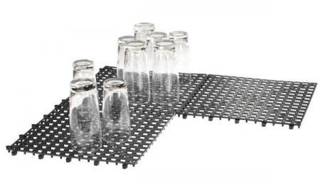 RAKI Bar mat/covor bar antiderapant pentru pahare, 32x32xh1,5cm, sistem click, plastic, negru [1]