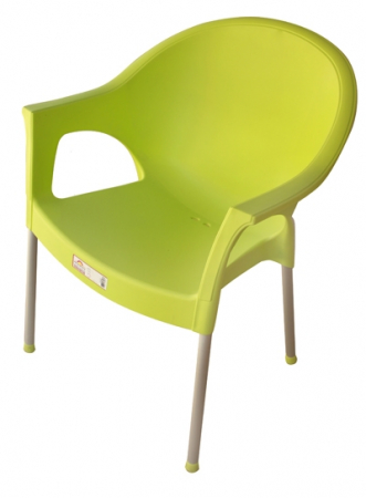 Scaune si fotolii - RAKI BERGAMA Scaun gradina/terasa cu brate, verde, 58x50xh82cm, picioare aluminiu si sezut polipropilena