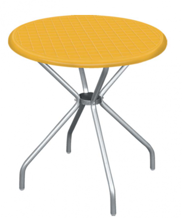 Mese - RAKI BETA Masa gradina/terasa rotunda galbena, D80xh72,5cm, blat polipropilena, picioare aluminiu