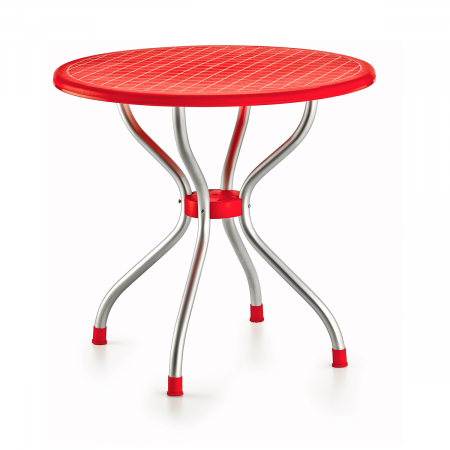 RAKI BETA Masa gradina/terasa rotunda rosie, D80xh72,5cm, blat polipropilena, picioare aluminiu [1]