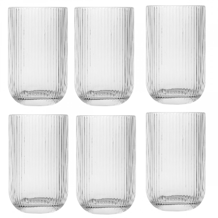Old School - RAKI BLOOM Set 6 pahare inalte long drink universale, 410ml, D8xh13cm, sticla, transparente