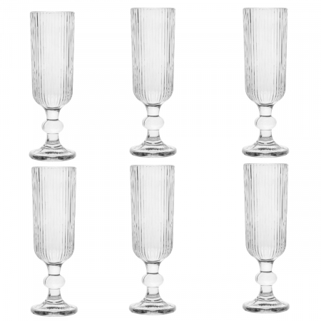Produse - RAKI BLOOM Set 6 pahare sampanie, 150ml, D6xh18,5cm, sticla, transparente