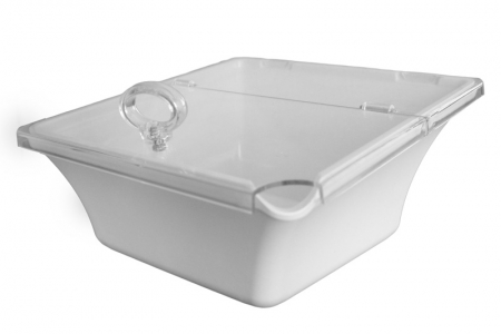 Produse - RAKI Bol oblic patrat cu capac, 22x22xh8cm, melamina, alb