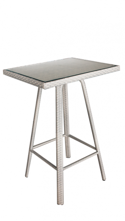 Mese - RAKI BONITO Masa bar din poliratan, 76x61xh110cm, cadru aluminiu, blat sticla, gri