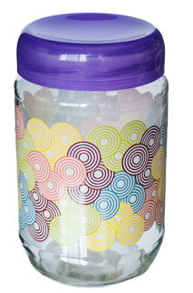 RAKI Borcan din sticla cu capac plastic, 750ml, cu diferite decoruri si culori [3]