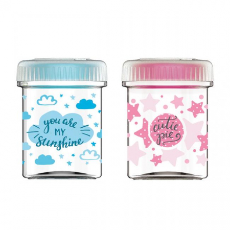 Borcane, recipiente si accesorii - RAKI Borcan din sticla pentru mancare bebelusi, 200ml, cu decor Dolce