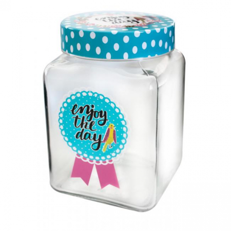 RAKI CANDY Borcan decorativ cu capac metalic filetat, 1,5l, diferite decoruri si culori [3]