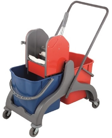 Carucioare curatenie - RAKI Carucior curatenie profesional cu presa, storcator si 2 galeti x 25l