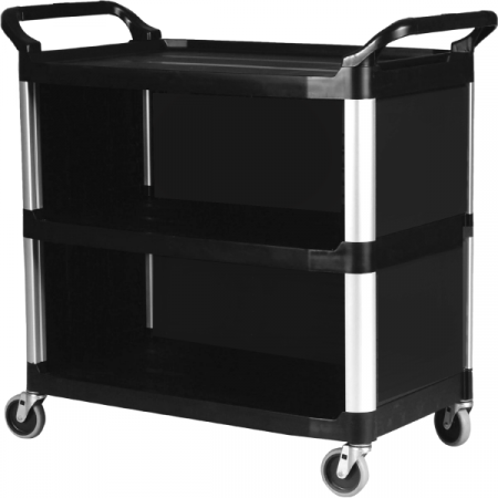 Carucioare catering - RAKI Carucior servire cu usi si 3 niveluri 102x50x96cm multifunctional, rafturi plastic si stalpi aluminiu