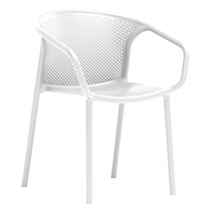 Produse - RAKI CHICAGO Scaun terasa cu spatar rotunjit, polipropilena, 57x57xh77cm, alb