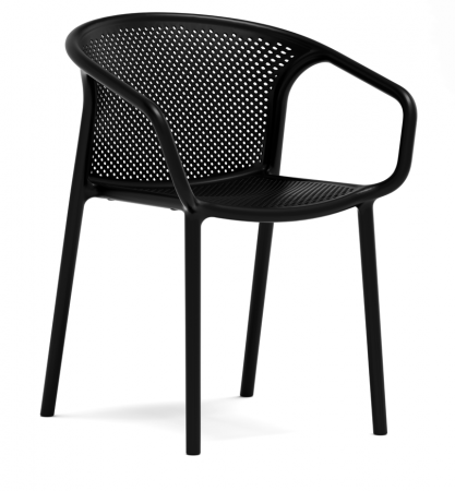 Produse - RAKI CHICAGO Scaun terasa cu spatar rotunjit, polipropilena, 57x57xh77cm, negru