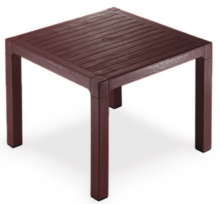 Produse - RAKI CLASSI WOOD Masa patrata 90x90xh75cm polipropilena/fibra sticla culoare cafea