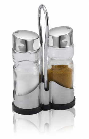 Servirea mesei - RAKI CLASSIK LINE Solnita si pipernita cu suport cromat, set 3 piese