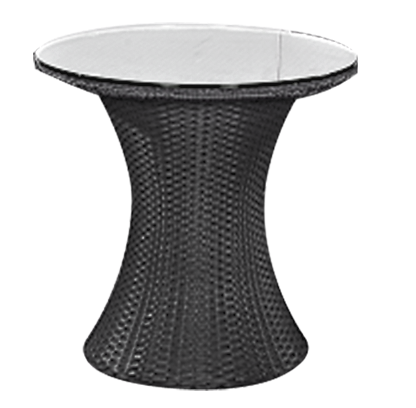 Mese - RAKI COMO BLACK Masa rotunda din poliratan, D55xh58cm, blat sticla, cadru metalic, negru