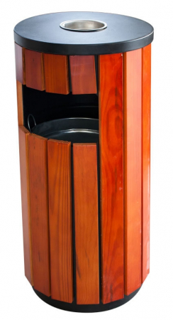 Cosuri de gunoi - RAKI Cos gunoi rotund cu scrumiera 36xh76cm din lemn