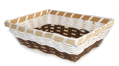 Servirea mesei - RAKI Cos paine dreptunghiular din bambus/hartie, maro-alb 17x23xh7,5cm