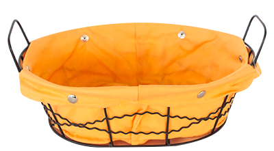 Servirea mesei - RAKI Cos paine oval 25x20x8cm din metal si panza, galben
