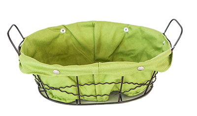 Servirea mesei - RAKI Cos paine oval 25x20x8cm din metal si panza, verde