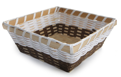 Servirea mesei - RAKI Cos paine patrat din bambus/hartie, maro-alb 19x19xh7,5cm