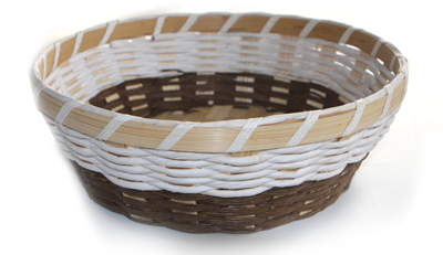 Servirea mesei - RAKI Cos paine rotund din bambus/hartie, maro-alb D22xh7,5cm