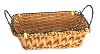 Servirea mesei - RAKI Cos servire paine dreptunghiular 23x15x7cm cu manere, maro
