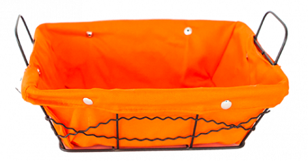 Servirea mesei - RAKI Cos servire paine dreptunghiular 23x18x8cm din metal si panza, orange