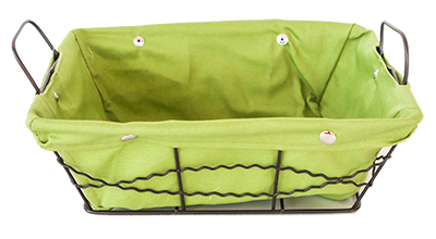 Servirea mesei - RAKI Cos servire paine dreptunghiular 23x18x8cm din metal si panza, verde