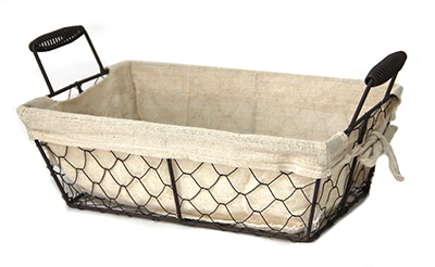 Servirea mesei - RAKI Cos servire paine dreptunghiular 30x15x13cm din metal si panza cu manere