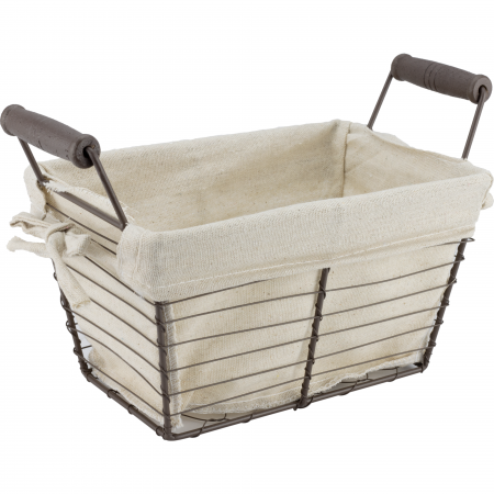 Servirea mesei - RAKI Cos servire paine dreptunghiular 30x19x19cm din metal si panza cu manere lemn