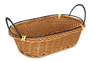 Servirea mesei - RAKI Cos servire paine oval 23x15x7cm cu manere, maro