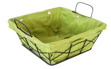 Servirea mesei - RAKI Cos servire paine patrat 20x20x8cm din metal si panza, verde