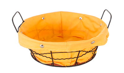 Servirea mesei - RAKI Cos servire paine rotund 23x8cm din metal si panza, galben