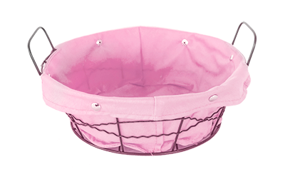 Servirea mesei - RAKI Cos servire paine rotund 23x8cm din metal si panza, roz