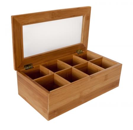 Cutii, caserole si accesorii - RAKI Cutie pentru ceai din bambus cu 8 compartimente 31x16,6x9,6cm