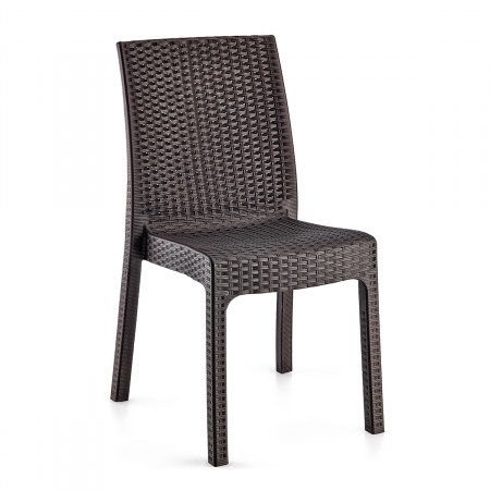 Produse - RAKI DELUXE Scaun plastic aspect ratan, maro, 57x57xh87cm