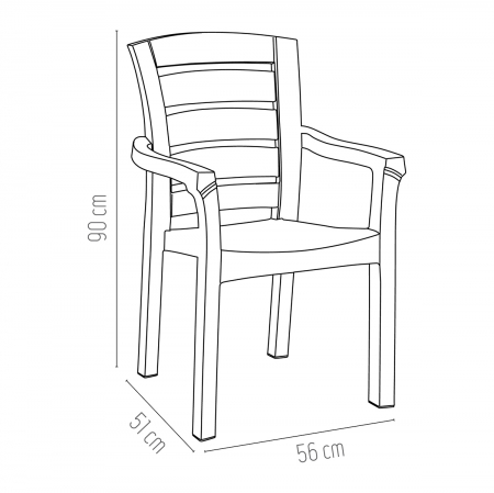 RAKI DIDIM Scaun gradina cu brate, plastic, alb, 56x51xh90cm [2]