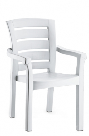RAKI DIDIM Scaun gradina cu brate, plastic, alb, 56x51xh90cm [1]