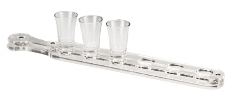 Display-uri si suporturi - RAKI Display acrilic prezentare si servire, 6 compartimente pentru shot-uri, 52x5,5cm
