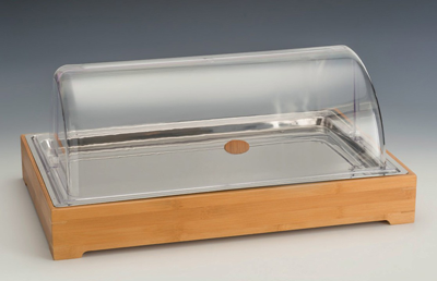 Display-uri si suporturi - RAKI Display bambus expunere cu capac roll-top si racitor 57x37cm