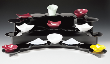 RAKI Display bufet aperetiv, 21 locuri, cu 3 niveluri h3cm/h8cm/h13cm, acril [1]