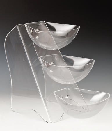 Display-uri si suporturi - RAKI Display cu 3 boluri policarbonat, 47x25xh37cm