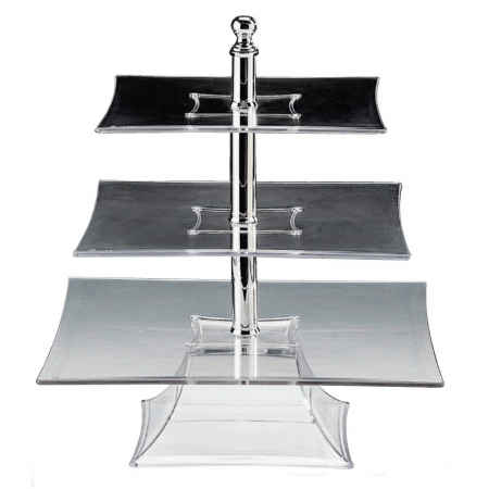 Display-uri si suporturi - RAKI Display cu trei niveluri, 35x35xh44cm, policarbonat transparent, 35x35cm/30x30cm/25x25cm