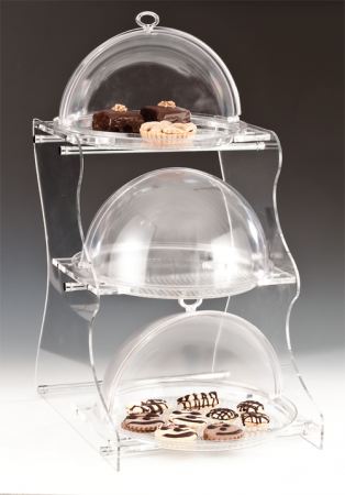 Display-uri si suporturi - RAKI Display expunere bufet cu 3 niveluri, policarbonat, 45x36xh67cm