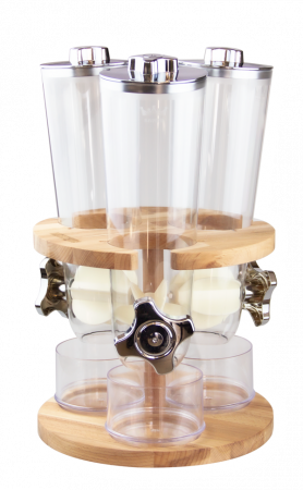 Produse - RAKI Dozator cereale cu 3 recipiente si suport rotativ din lemn