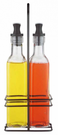 Servirea mesei - RAKI EASYLIFE Oliviera 3 piese cu suport metalic negru 2x250ml