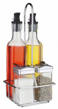 Servirea mesei - RAKI EASYLIFE Oliviera 5 piese cu suport metalic cromat 2x250ml, 2x110ml