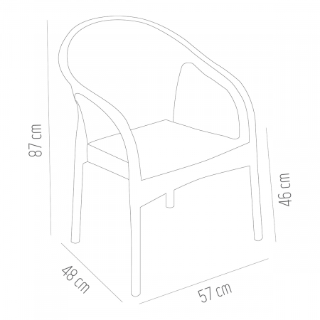 RAKI EGE Scaun fotoliu aspect ratan, plastic, alb, 57x48xh87cm [2]