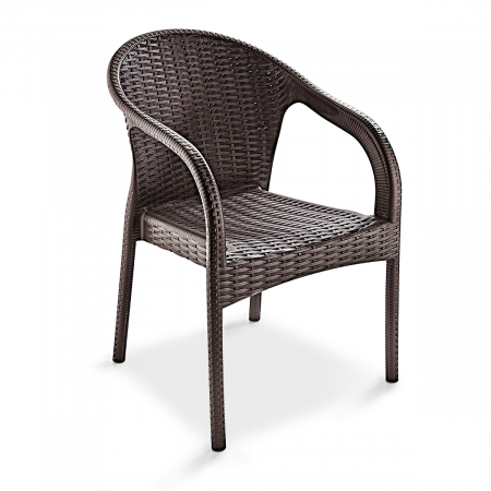 Produse - RAKI EGE Scaun fotoliu aspect ratan, plastic, maro, 57x48xh87cm